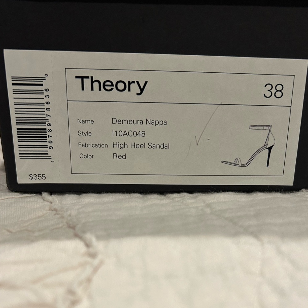 Theory. Red High Heel Sandal. Size 38/7 US